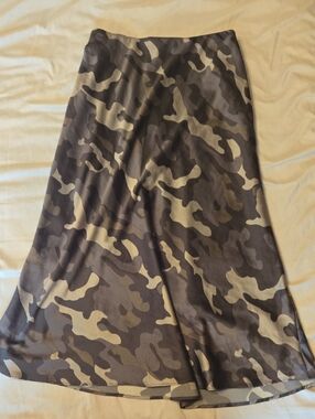 Express Camouflage Midi Skirt - Olive, Brown & Tan